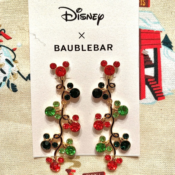 NWT Disney Parks Minnie Mouse Christmas Lights Baublebar Earrings